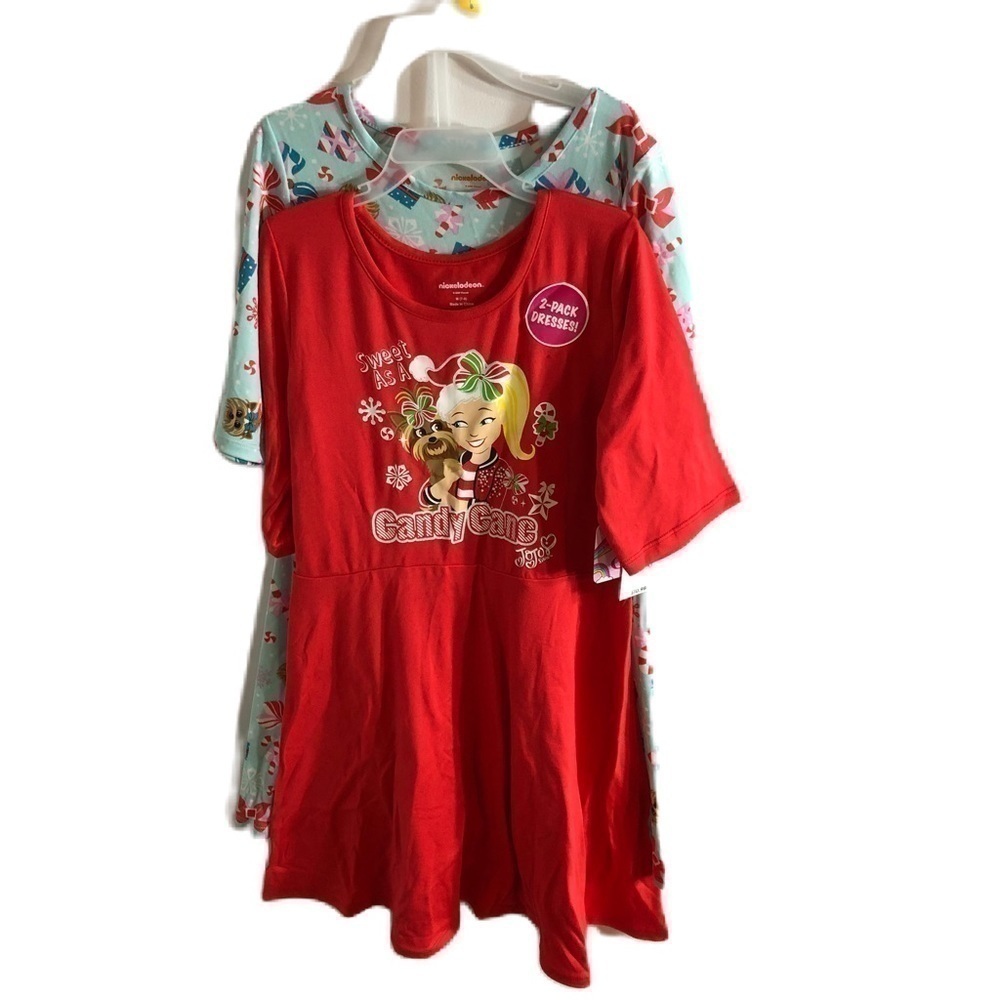 Jojo Siwa Christmas Dress Bundle NEW Medium 7-8 Red Blue Candy Cane Nickelodeon